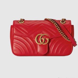 Gucci GG Marmont Flap Bag - Matelasse Leather - Small - Red